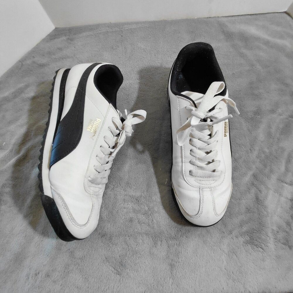 Puma Roma Basic Sneakers Womens 7 White Black Low Top Lace Up Sport Lifestyle